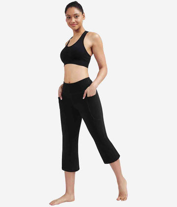 Heathyoga Bootcut Yoga Capri for Women with Pockets-HY99